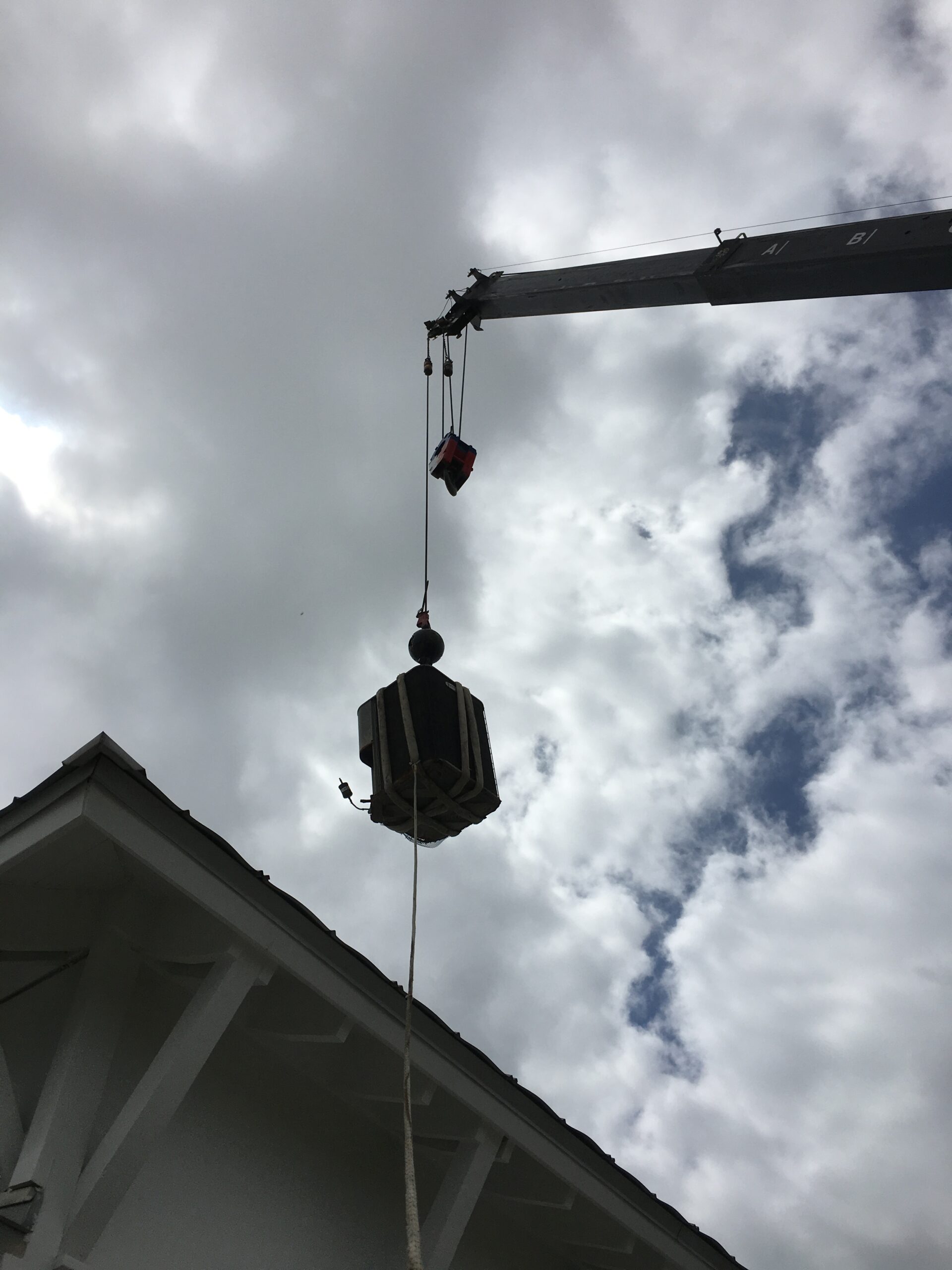 Commercial crane HVAC lift Houston